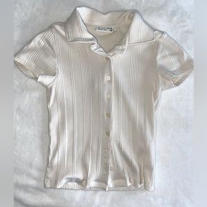 Frank and Oak Slim Fit Button Up Tee in Beige